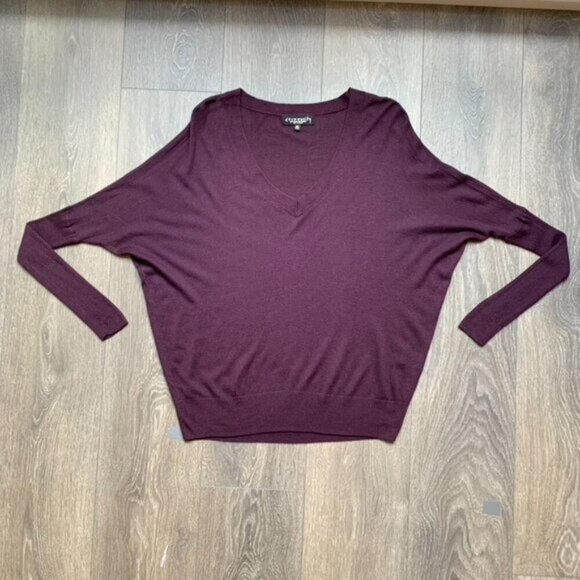 Aritzia Community Womens Sweater Cashmere blend V-neck Pullover Burgundy Size XS - Picture 8 of 15